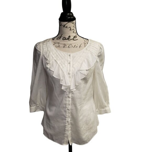 Maeve Anthropologie Romantic Blouse Ivory Ruffles‎ Womens Size 0 New - Picture 12 of 12